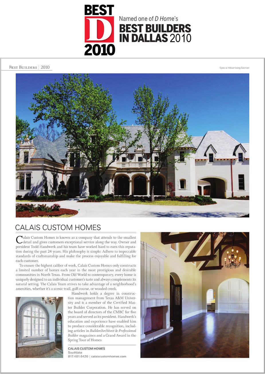 2010 DHome Best Builder Award Article