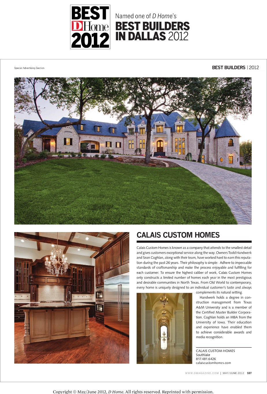 2012 DHome Best Builder Award Article