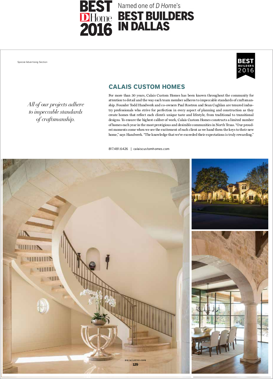 2016 DHome Best Builder Award Article